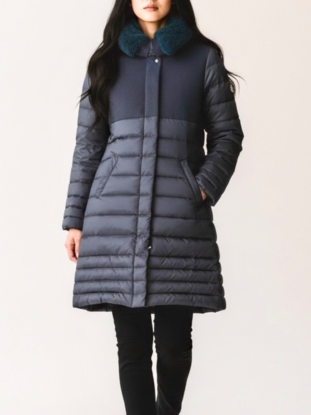 Wool & Down Puffer Pretty Blue Winter Coat-Sz small